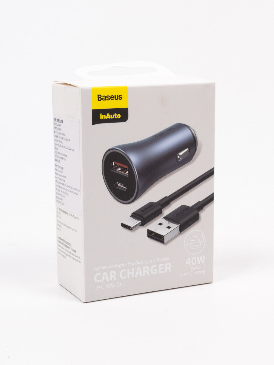 Baseus Golden Contactor Pro Dual Quick Charger Car Charger 40W Baseus Golden Contactor Pro Dual Quick Charger Car Charger 40W